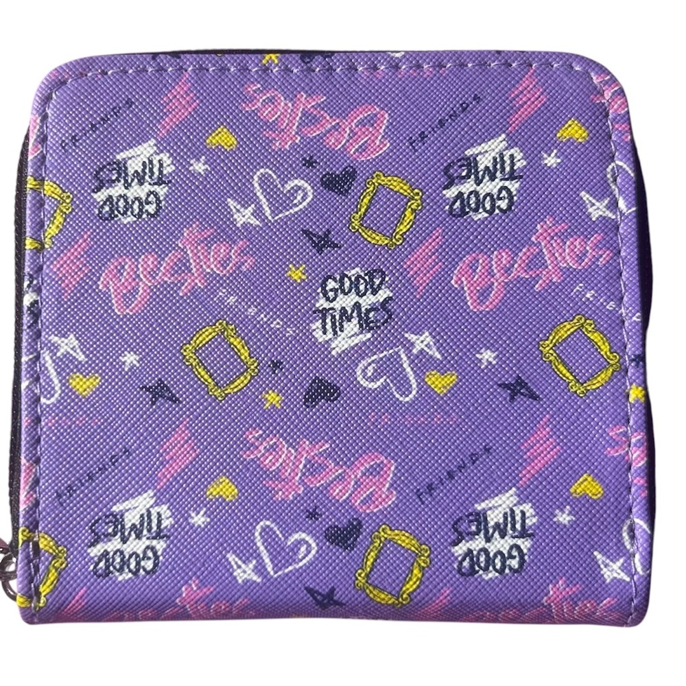 Purple Friends Zip Wallet with Yellow Accents NWT